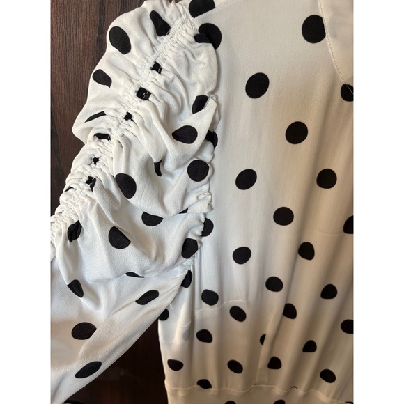 RIXO London Polka Dot Tiered Maxi Dress White Black Puff Sleeve Size US 6 UK 10 - Picture 6 of 11